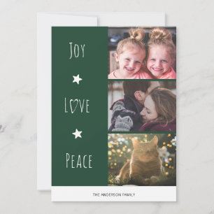 Cartes Pour Fêtes Annuelles Minimal Green Joy Love Peace Photo Noël