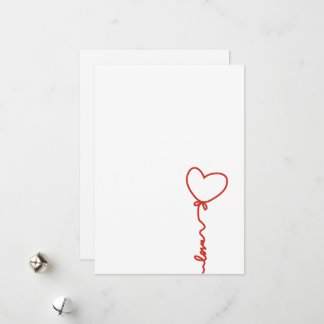 Cartes Pour Fêtes Annuelles Minimal Heart Balloon Love Line Art Valentine