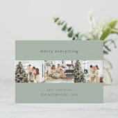 Cartes Pour Fêtes Annuelles Minimal Joyer Tout Quatre Photo Sage Vert (Debout devant)