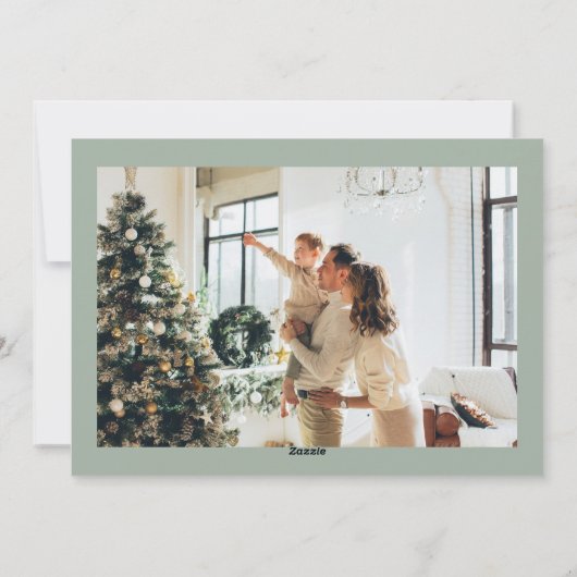 Cartes Pour Fêtes Annuelles Minimal Joyer Tout Quatre Photo Sage Vert (Dos)