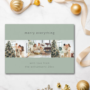 Cartes Pour Fêtes Annuelles Minimal Joyeux Tout Quatre Photo Vert Sauge
