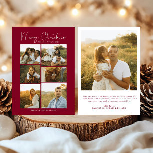 Cartes Pour Fêtes Annuelles Minimal Merry Christmas Script Famille 7 Photos