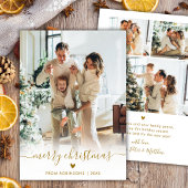 Cartes Pour Fêtes Annuelles Minimal Modern Gold Script 4 Photo Merry Christmas