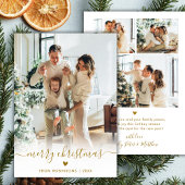 Cartes Pour Fêtes Annuelles Minimal Modern Gold Script 4 Photo Merry Christmas