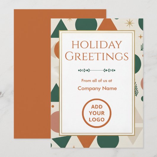 Cartes Pour Fêtes Annuelles Minimal Modern-Retro | Logo-Ready Bulk Edition (Devant / Derrière)