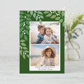 Cartes Pour Fêtes Annuelles Minimal moderne 2 photo - vert d'olive botanique (Debout devant)