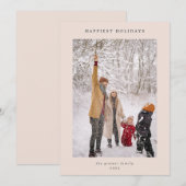 Cartes Pour Fêtes Annuelles Minimal moderne Blush Grey Joyeux Vacances Photo (Devant / Derrière)