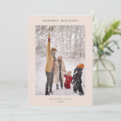 Cartes Pour Fêtes Annuelles Minimal moderne Blush Grey Joyeux Vacances Photo (Debout devant)