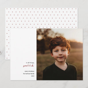 Cartes Pour Fêtes Annuelles Minimal moderne   Gratitude Photo Rouge de Noël