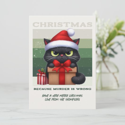 Cartes Pour Fêtes Annuelles Minimal Nordic Funny Cat Retro Christmas Photo (Debout devant)