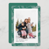 Cartes Pour Fêtes Annuelles Minimal Plaid Une photo Turquoise Vertical (Devant / Derrière)