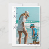 Cartes Pour Fêtes Annuelles Minimal Purple Warm Wishes Two Beach Family Photo (Devant)