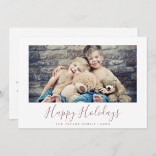 Cartes Pour Fêtes Annuelles Minimal Rose Gold Happy Holidays Year In Review