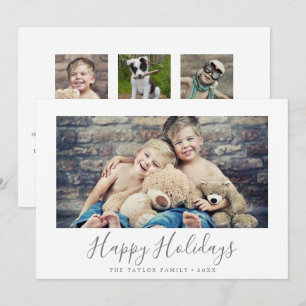 Cartes Pour Fêtes Annuelles Minimal Silver Happy Holidays Year In Review