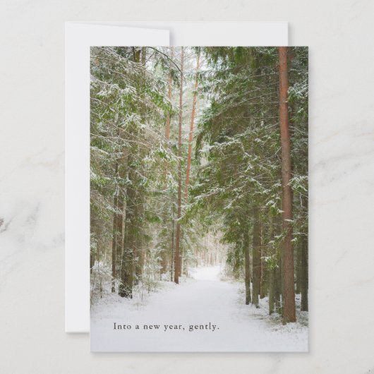 Cartes Pour Fêtes Annuelles Minimal Winter Forest Path, New Year (Devant)