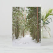 Cartes Pour Fêtes Annuelles Minimal Winter Forest Path, New Year (Debout devant)