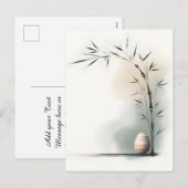 Cartes Pour Fêtes Annuelles Minimal Zen Spring Bamboo Easter Egg (Devant / Derrière)