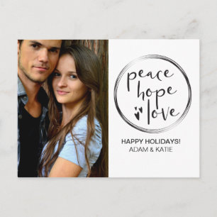 CARTES POUR FÊTES ANNUELLES MINIMALISER   VACANCES   PEACE HOPE LOVE   PHOTO