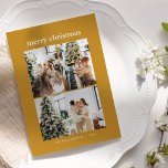 Cartes Pour Fêtes Annuelles Minimalist 3 Photo Collage Merry Christmas Yellow<br><div class="desc">Minimalist 3 Photo Collage Merry Christmas Holiday Card in Mustard Yellow</div>