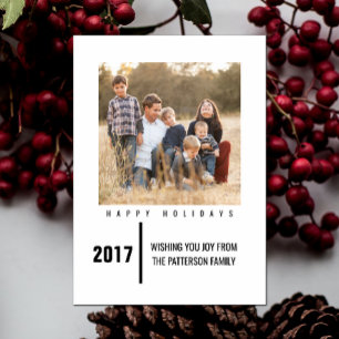 Cartes Pour Fêtes Annuelles Minimalist Chic Holiday Photo Card   Black