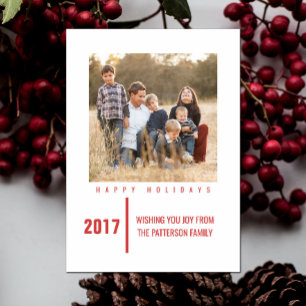 Cartes Pour Fêtes Annuelles Minimalist Chic Holiday Photo Card Red