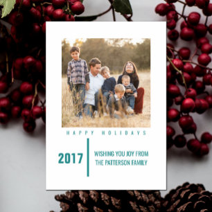 Cartes Pour Fêtes Annuelles Minimalist Chic Holiday Photo Card Teal