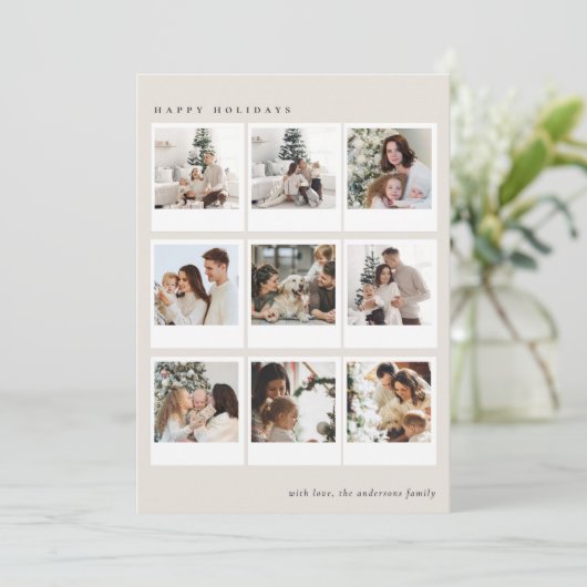 Cartes Pour Fêtes Annuelles Minimalist Creamy Boho Photo collage Christmas (Debout devant)