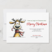Cartes Pour Fêtes Annuelles Minimalist funny reindeer Christmas greeting card (Devant)
