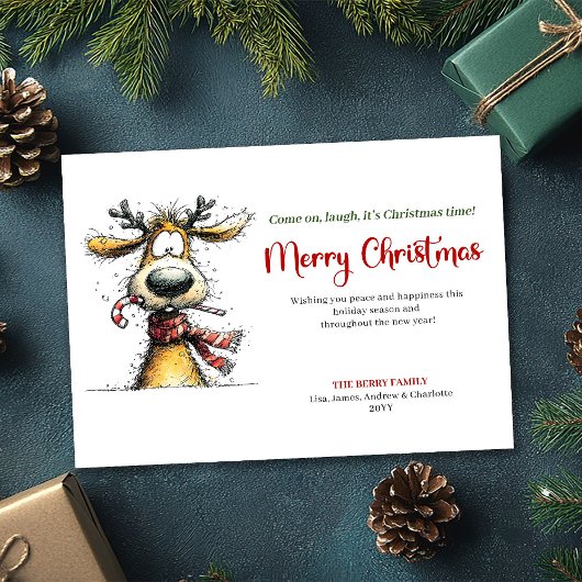 Cartes Pour Fêtes Annuelles Minimalist funny reindeer Christmas greeting card