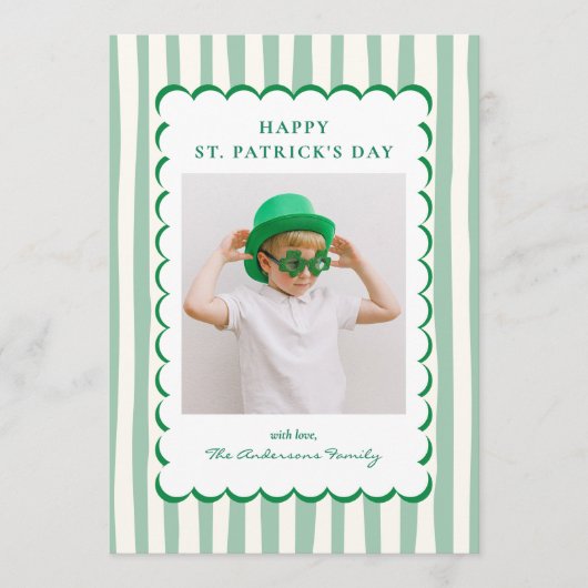 Cartes Pour Fêtes Annuelles Minimalist Green Stripes St. Patrick's Day Photo (Devant)