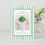 Cartes Pour Fêtes Annuelles Minimalist Green Stripes St. Patrick's Day Photo (Debout devant)