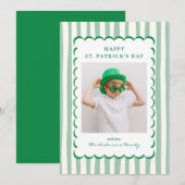 Cartes Pour Fêtes Annuelles Minimalist Green Stripes St. Patrick's Day Photo (Devant / Derrière)