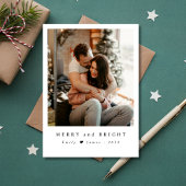 Cartes Pour Fêtes Annuelles Minimalist Merry and Bright Newlywed Photo