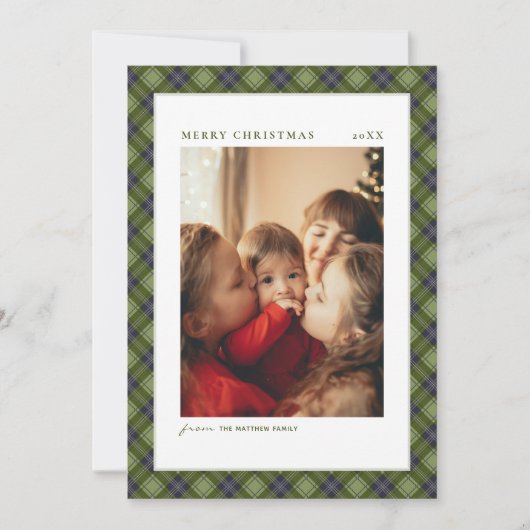 Cartes Pour Fêtes Annuelles Minimalist Plaid Christmas Year Review Photo (Devant)