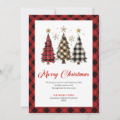 Cartes Pour Fêtes Annuelles Minimalist Red Plaid Christmas Tree Holiday  (Devant)