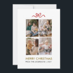 Cartes Pour Fêtes Annuelles Minimalist Red Ribbon 4 Photo Merry Christmas<br><div class="desc">Celebrate the holiday season with this clean and modern four-photo grid Christmas card featuring a delicate red ribbon accent. The minimalist layout and elegant typography allow your family’s most precious moments to take center stage for a timeless holiday keepsake.</div>