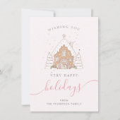 Cartes Pour Fêtes Annuelles Minimalist Script Pink House Christmas Flat  (Devant)