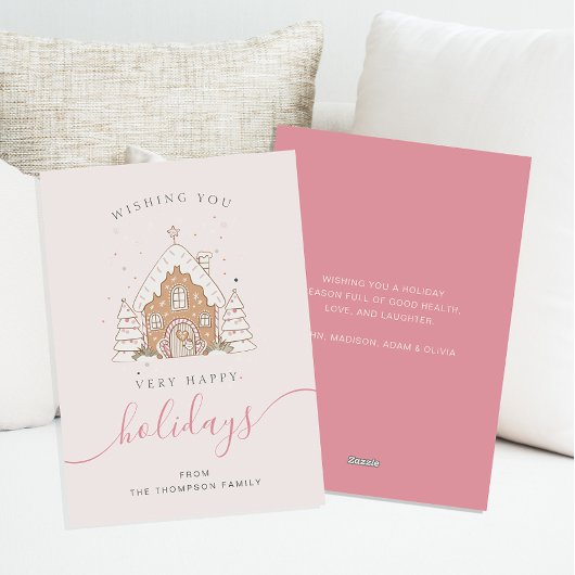 Cartes Pour Fêtes Annuelles Minimalist Script Pink House Christmas Flat 