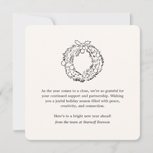 Cartes Pour Fêtes Annuelles Minimalist Wreath Doodle Business Christmas (Devant)