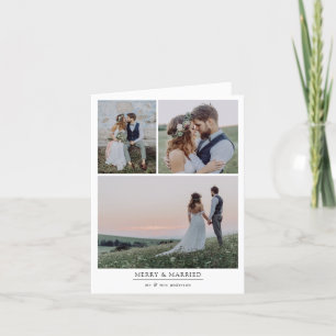 Cartes Pour Fêtes Annuelles Minimaliste 4 Mariage photo MERRY & MARRIED plié