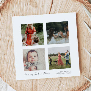 Cartes Pour Fêtes Annuelles Minimaliste 4 photo Collage Carré Joyeux Noël