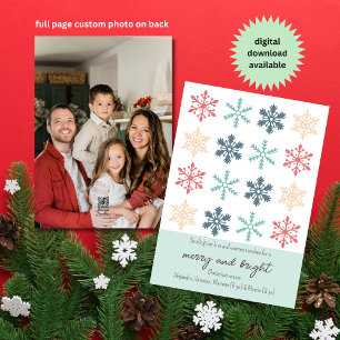 Cartes Pour Fêtes Annuelles Minimaliste Douces Pastels Flocons de Neige Photo 
