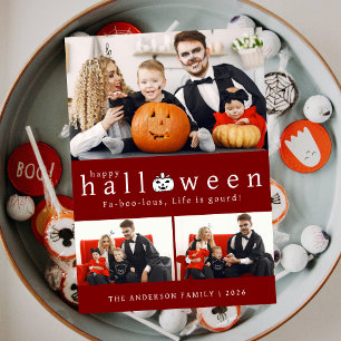 Cartes Pour Fêtes Annuelles Minimaliste Fa-boo-lous Halloween en gras et multi