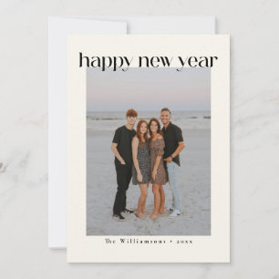 Cartes Pour Fêtes Annuelles Minimaliste Gras Noir Bonne Année Photo Personnali
