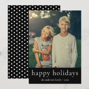 Cartes Pour Fêtes Annuelles Minimaliste Joyeuses Fêtes Noir & Blanc