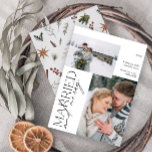 Cartes Pour Fêtes Annuelles Minimaliste, M. et Mme Marié & Joyeux Photo<br><div class="desc">Voici notre nouvelle mini-carte de vacances Mr et Mrs Married & Merry Photo : un design moderne avec une typographie élégante et trois photos mariages chères, en noir et blanc classique. Le front minimaliste est complété par un motif botanique d'aquarelle chaleureux et festif sur le dos, qui présente une végétation...</div>
