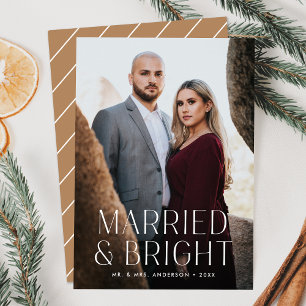 Cartes Pour Fêtes Annuelles Minimaliste Marié et Lumineux Photo Sable Beige