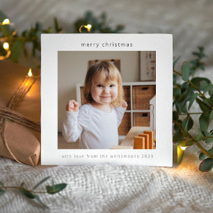 Cartes Pour Fêtes Annuelles Minimaliste Moderne Joyeux Noël Deux Photo Carré