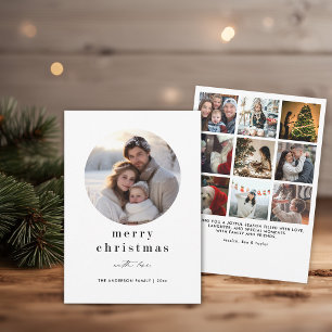 Cartes Pour Fêtes Annuelles Minimaliste moderne Type BW Photo Famille de Noël