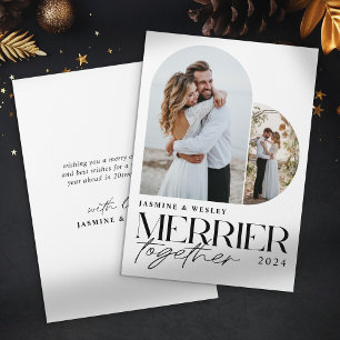 Cartes Pour Fêtes Annuelles Minimaliste Noël de mariage Merrier Together